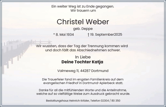 Traueranzeige von Christel Weber von Tageszeitung