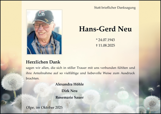 Traueranzeige von Hans-Gerd Neu von Tageszeitung