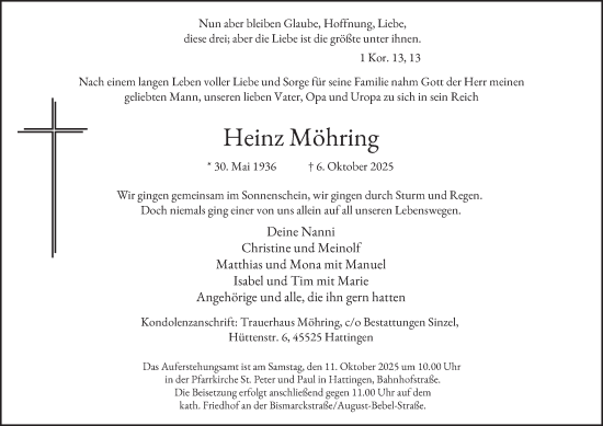 Traueranzeige von Heinz Möhring von Tageszeitung