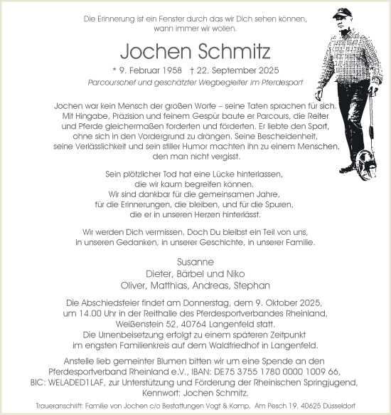 Traueranzeige von Jochen Schmitz von Tageszeitung