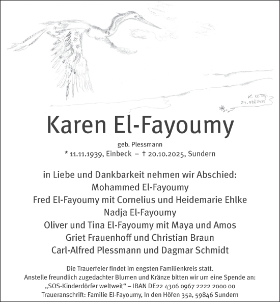 Traueranzeige von Karen El-Fayoumy von Tageszeitung