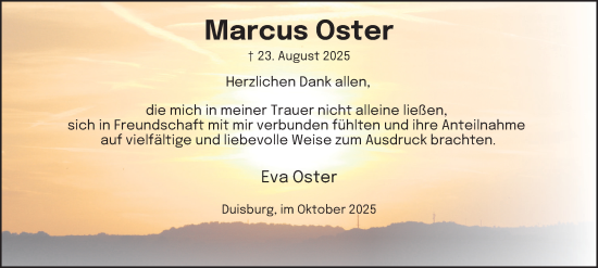 Traueranzeige von Marcus Oster von Tageszeitung