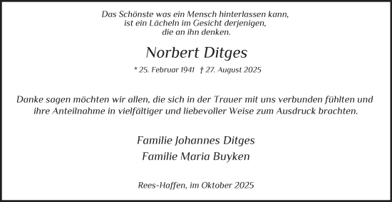 Traueranzeige von Norbert Ditges von Tageszeitung