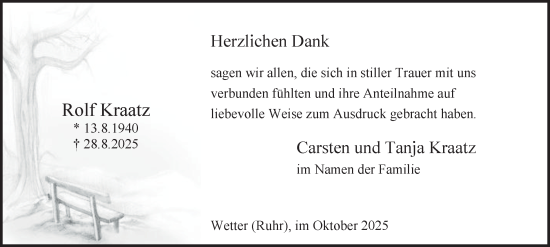 Traueranzeige von Rolf Kraatz von Tageszeitung
