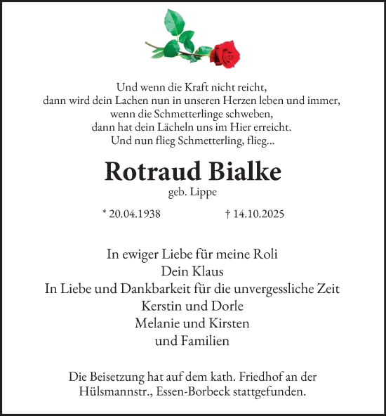 Traueranzeige von Rotraud Bialke von Tageszeitung