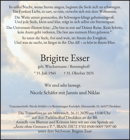 Traueranzeige von Brigitte Esser von Tageszeitung