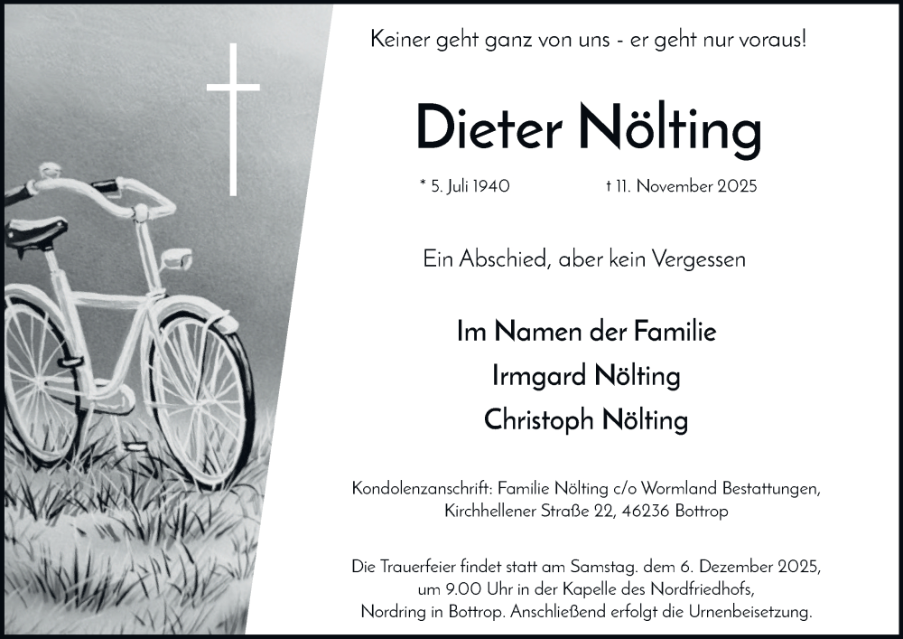  Traueranzeige für Dieter Nölting vom 22.11.2025 aus Tageszeitung