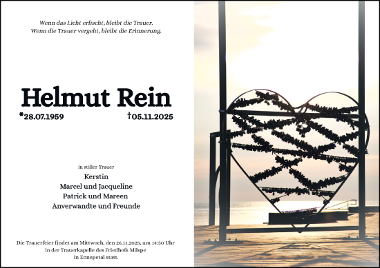 Traueranzeige von Helmut Rein von Tageszeitung