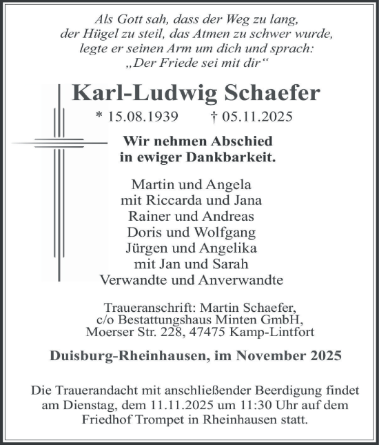 Traueranzeige von Karl-Ludwig Schaefer von Tageszeitung