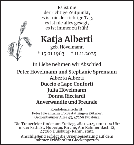 Traueranzeige von Katja Alberti von Tageszeitung