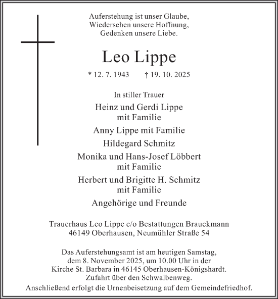 Traueranzeige von Leo Lippe von Tageszeitung