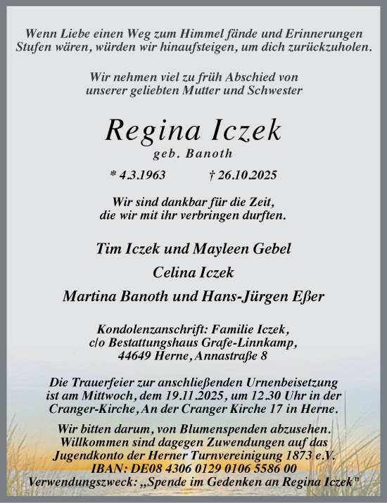 Traueranzeige von Regina Iczek von Tageszeitung