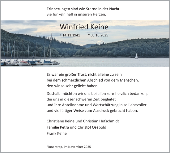 Traueranzeige von Winfried Keine von Tageszeitung