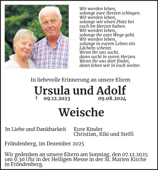 Traueranzeige von Adolf Weische von Tageszeitung