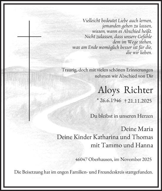 Traueranzeige von Aloys Richter von Tageszeitung