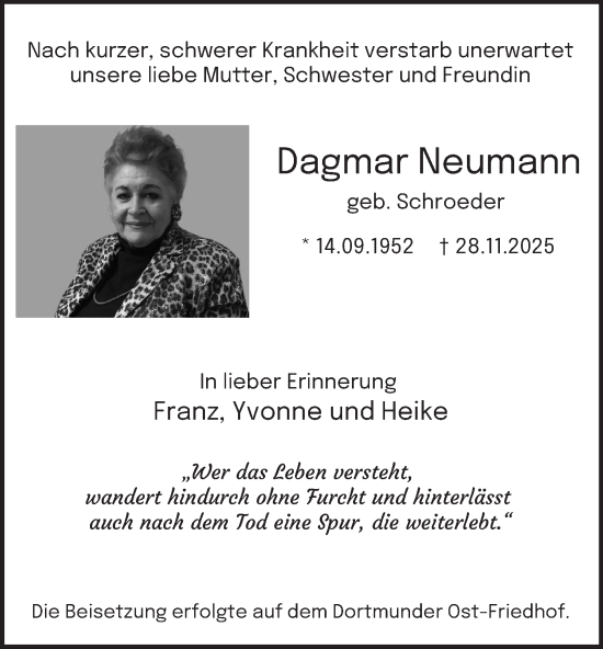 Traueranzeige von Dagmar Neumann von Tageszeitung