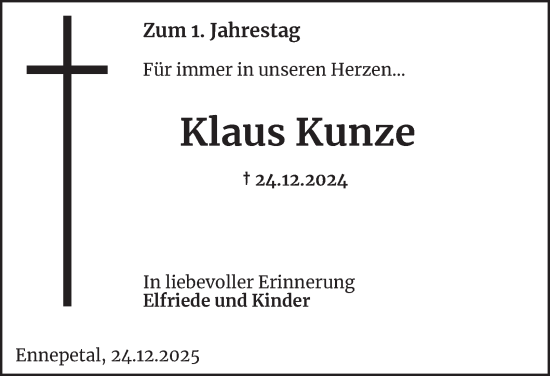 Traueranzeige von Klaus Kunze von Tageszeitung