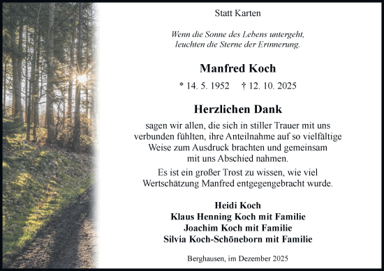 Traueranzeige von Manfred Koch von Tageszeitung