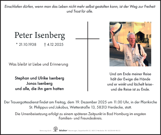 Traueranzeige von Peter Isenberg von Tageszeitung