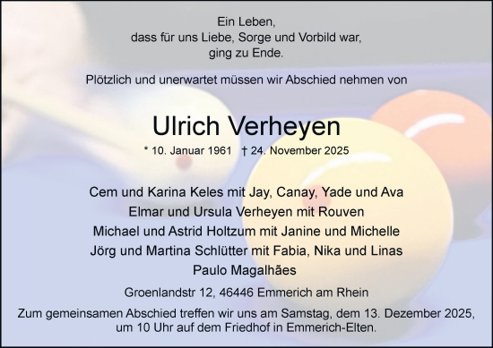 Traueranzeige von Ulrich Verheyen von Tageszeitung