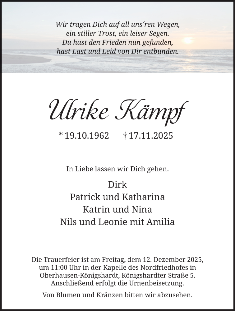  Traueranzeige für Ulrike Kämpf vom 06.12.2025 aus Tageszeitung