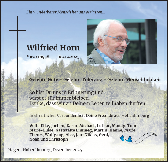 Traueranzeige von Wilfried Horn von Tageszeitung
