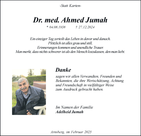 Traueranzeige von Ahmed Jumah von Tageszeitung