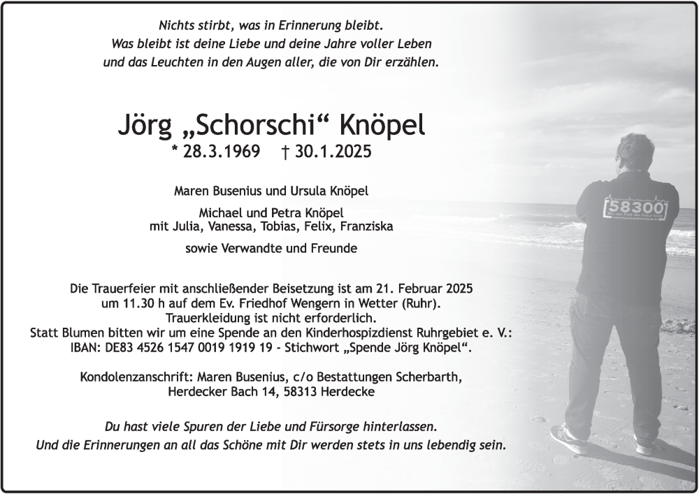  Traueranzeige für Jörg Knöpel vom 15.02.2025 aus Tageszeitung