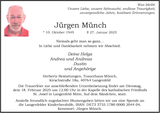 Traueranzeige von Jürgen Münch von Tageszeitung