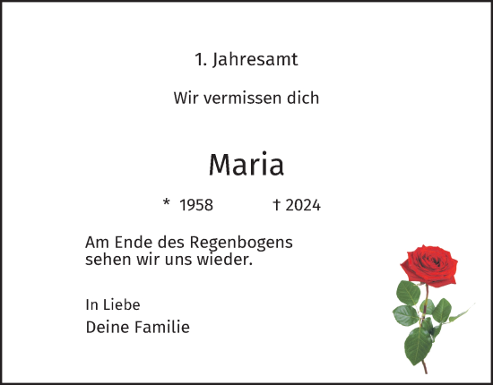 Traueranzeige von Maria Stroms von Tageszeitung