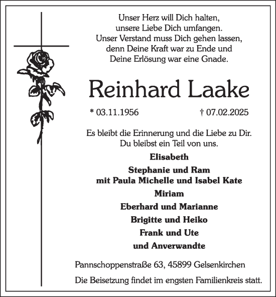 Traueranzeige von Reinhard Laake von Tageszeitung