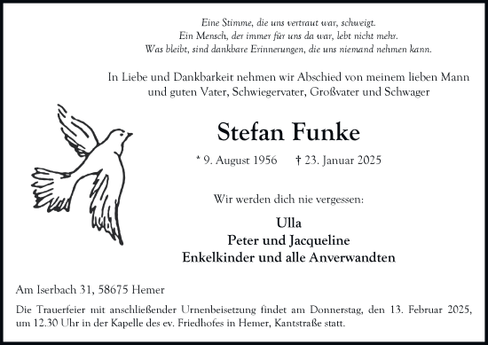 Traueranzeige von Stefan Funke von Tageszeitung