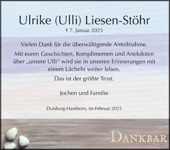 Traueranzeige von Ulrike  Liesen-Stöhr von Tageszeitung
