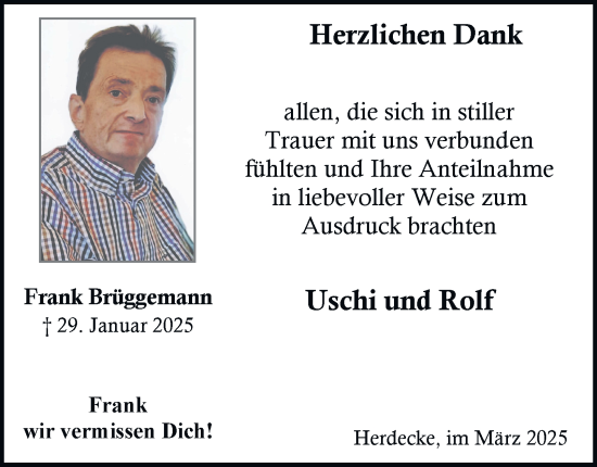 Traueranzeige von Frank Brüggemann von Tageszeitung