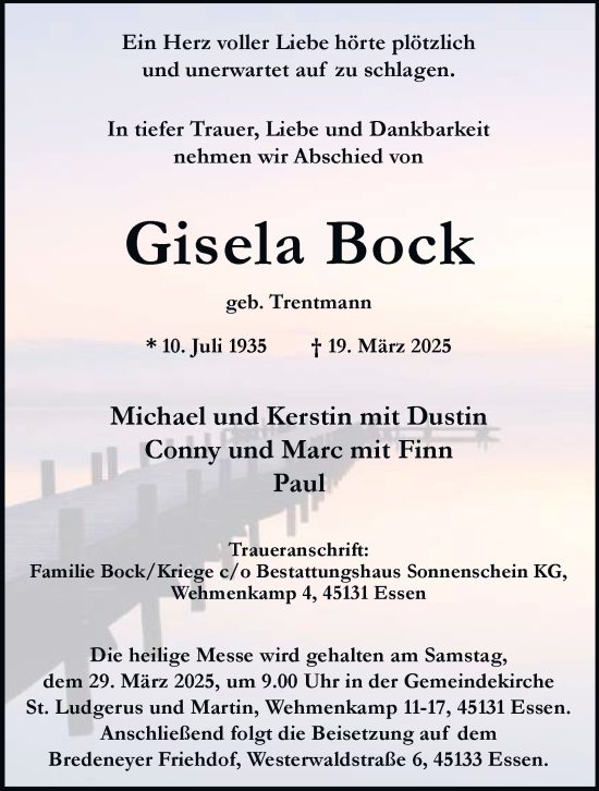 Traueranzeige von Gisela Bock von Tageszeitung