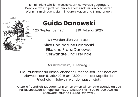 Traueranzeige von Guido Danowski von Tageszeitung