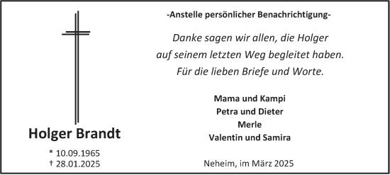 Traueranzeige von Holger Brandt von Tageszeitung