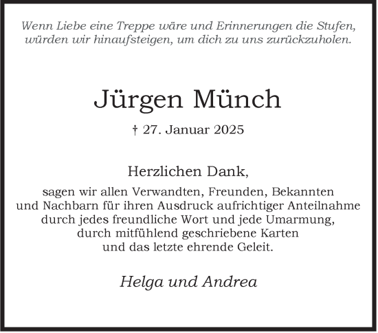 Traueranzeige von Jürgen Münch von Tageszeitung