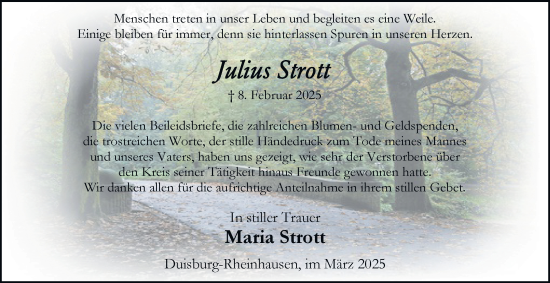 Traueranzeige von Julius Strott von Tageszeitung