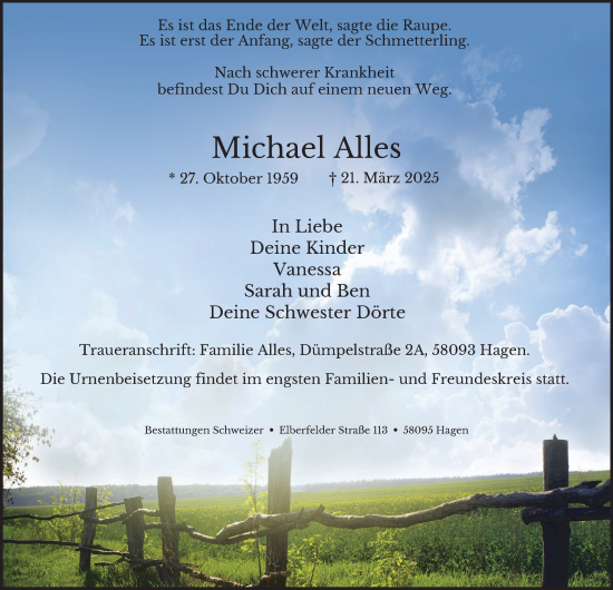 Traueranzeige von Michael Alles von Tageszeitung
