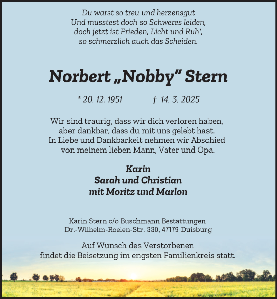 Traueranzeige von Norbert Stern von Tageszeitung