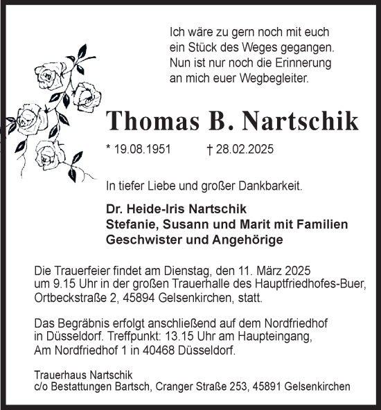 Traueranzeige von Thomas Nartschik von Tageszeitung