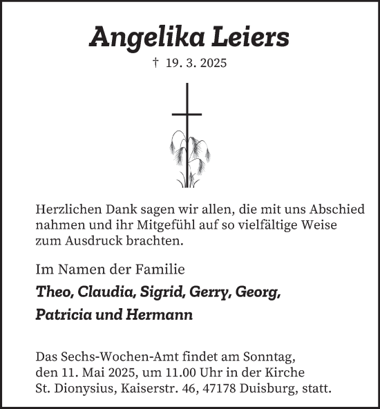 Traueranzeige von Angelika Leiers von Tageszeitung