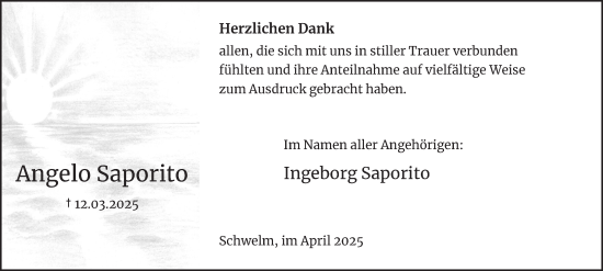 Traueranzeige von Angelo Saporito von Tageszeitung