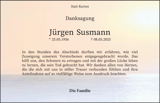 Traueranzeige von Jürgen Susmann von Tageszeitung