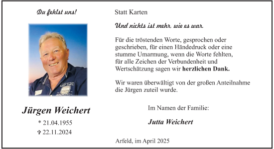 Traueranzeige von Jürgen Weichert von Tageszeitung