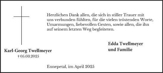 Traueranzeige von Karl-Georg Twellmeyer von Tageszeitung