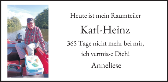 Traueranzeige von Karl-Heinz  von Tageszeitung