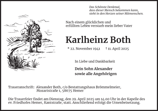 Traueranzeige von Karlheinz Both von Tageszeitung