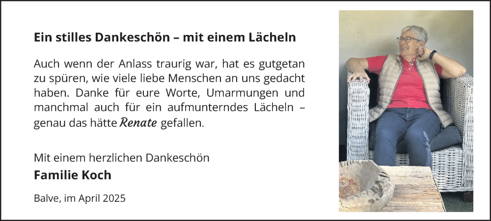  Traueranzeige für Renate  vom 26.04.2025 aus Tageszeitung